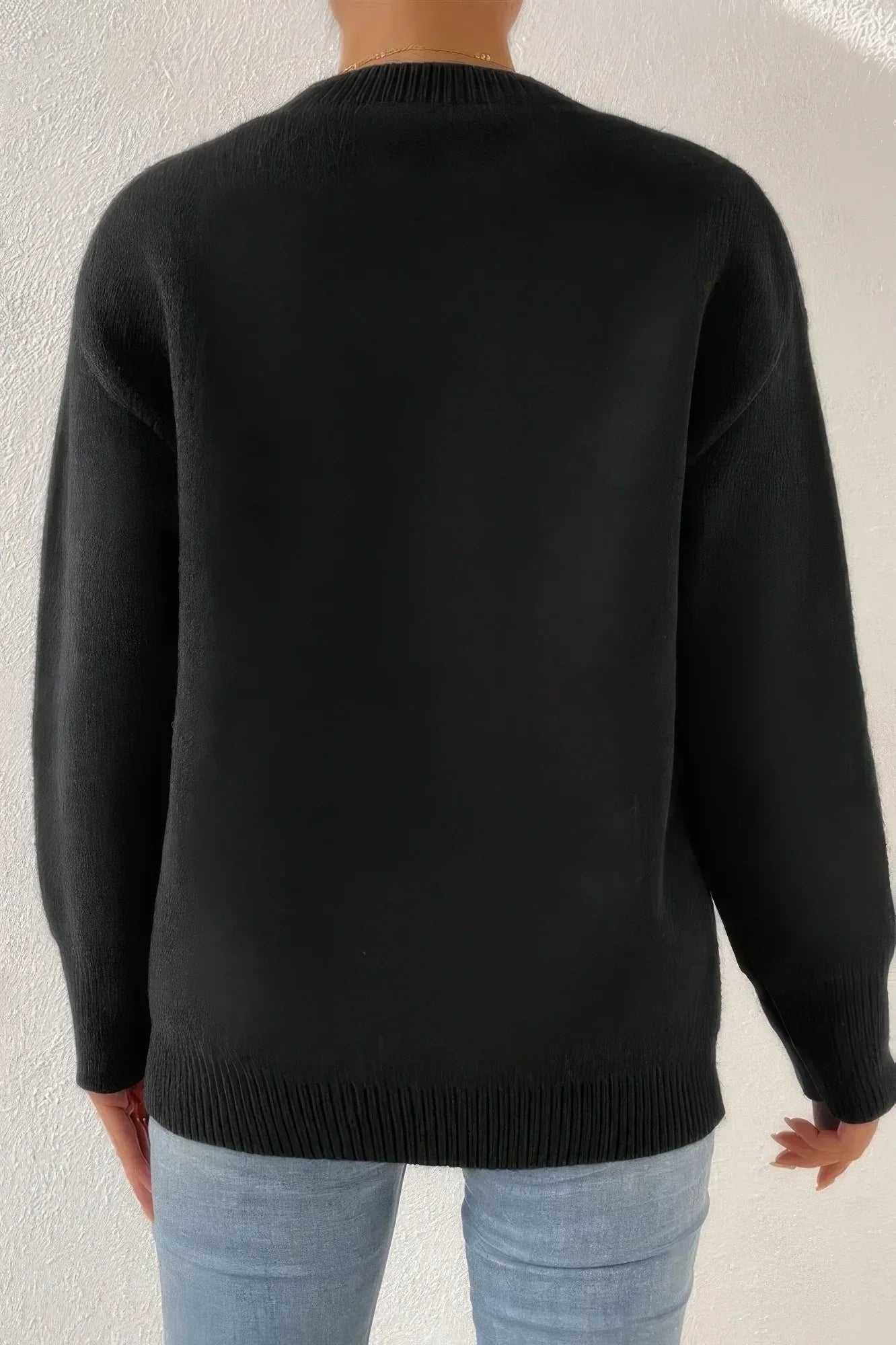 Star Print Loose Fit Knit Sweater - DAVERRI FASHIONS