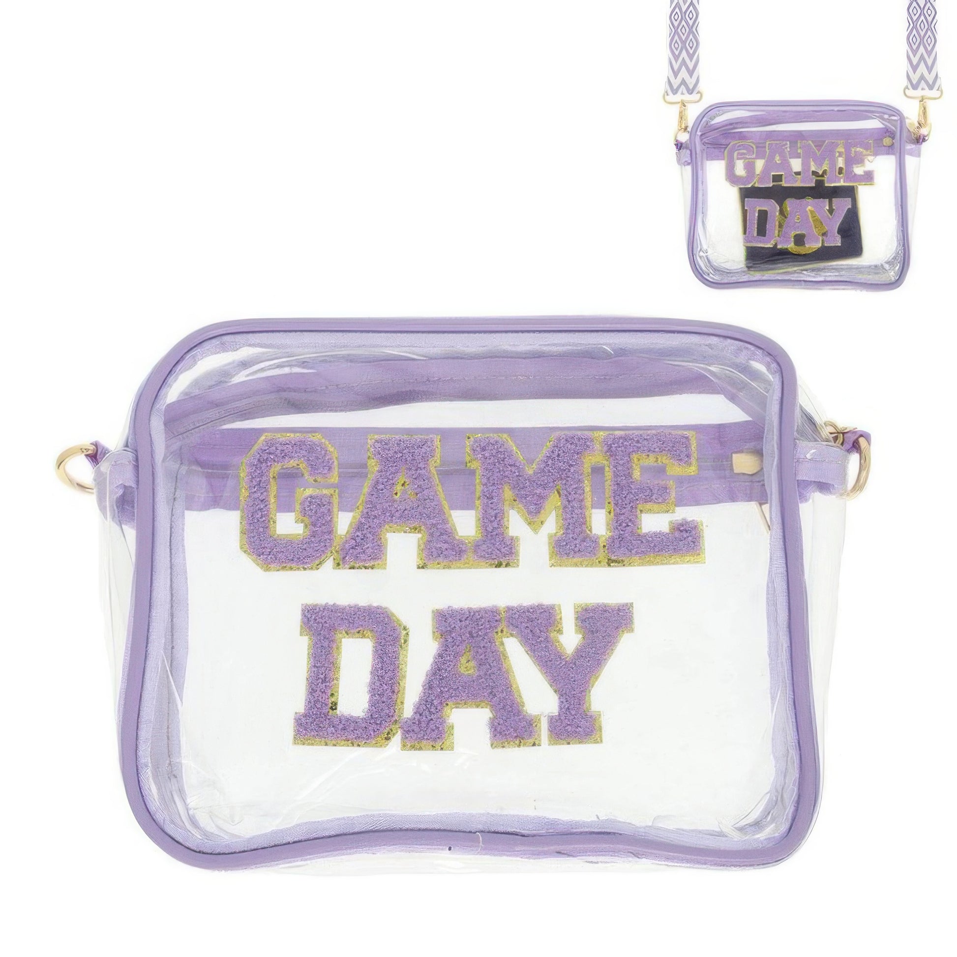 Game Day Clear Transparent Crossbody Bag Purple