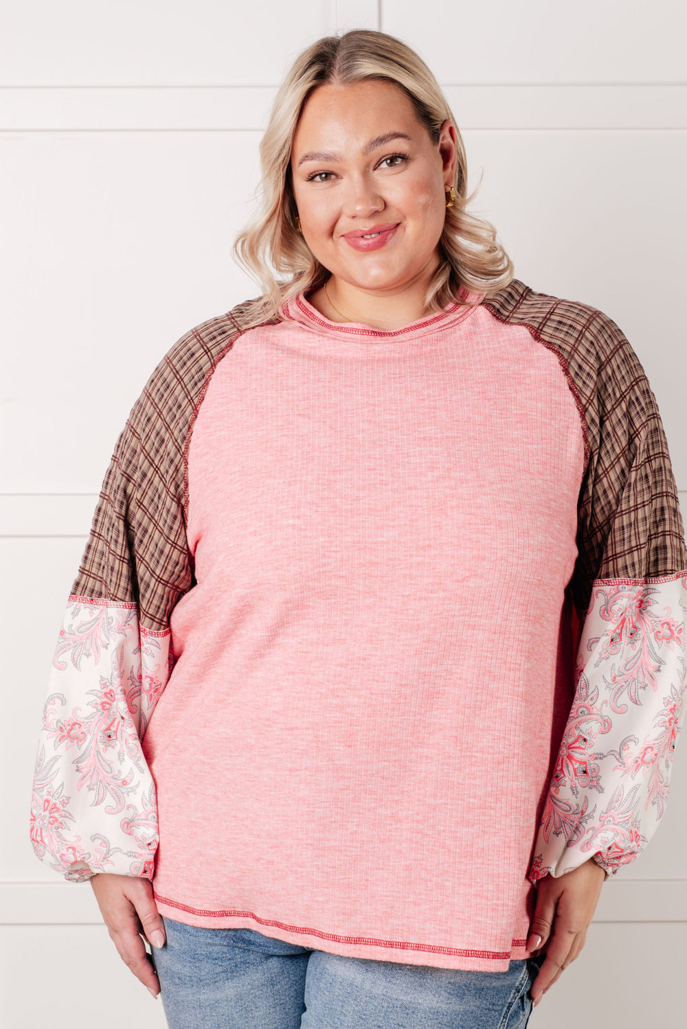 Walk for Miles Floral Color Block Top | Tops Daverri Fashions