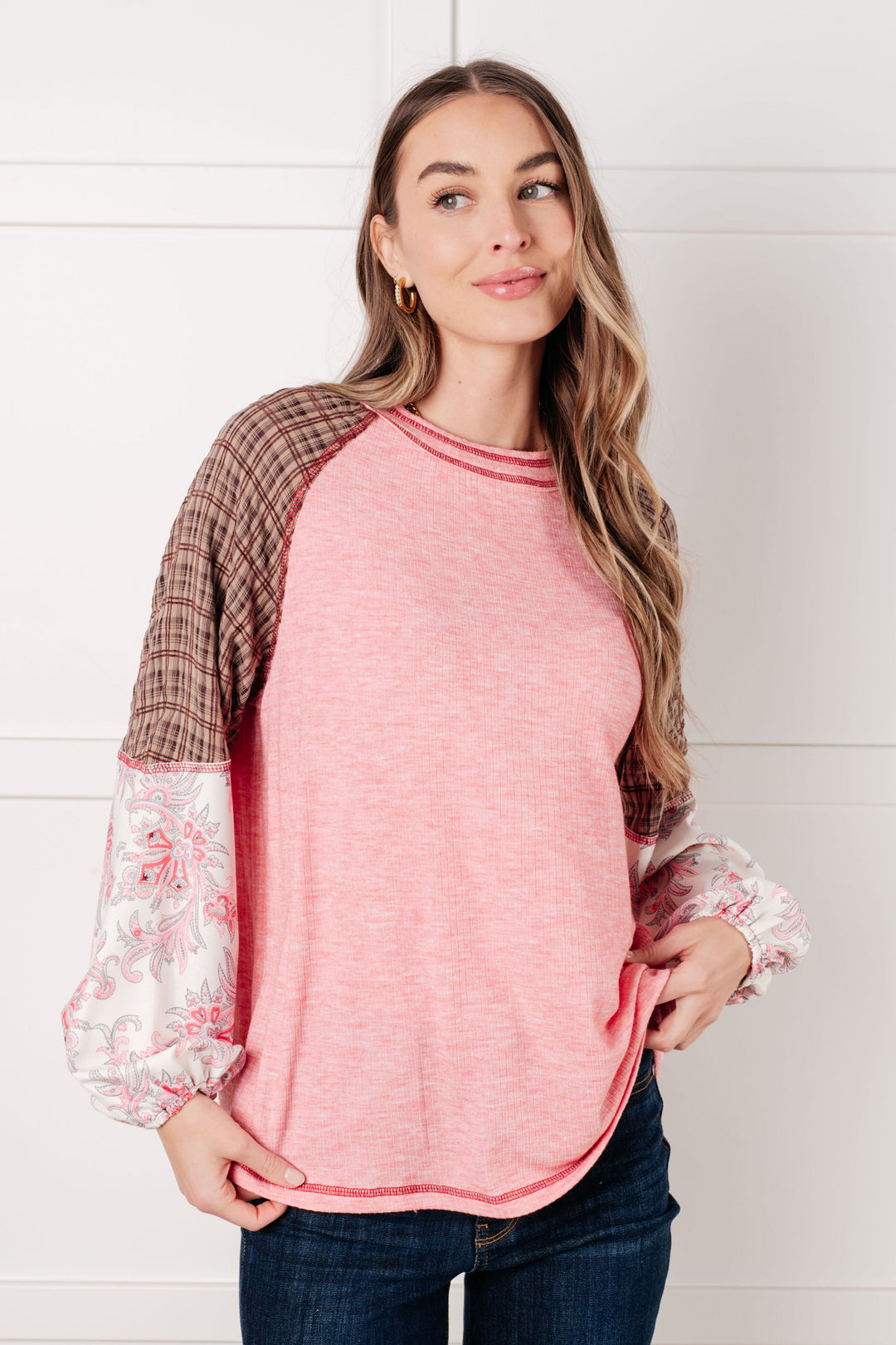 Walk for Miles Floral Color Block Top | Tops Daverri Fashions