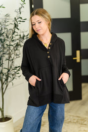 Warm Intentions Henley Pullover in Black | Womens Daverri Fashions