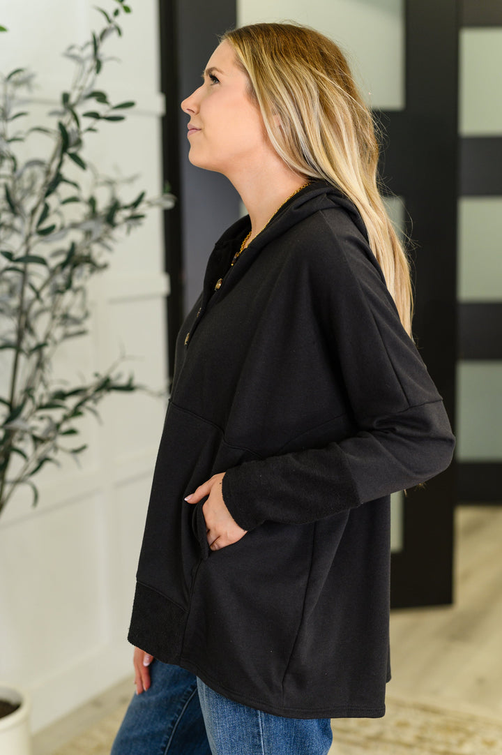 Warm Intentions Henley Pullover in Black | Womens Daverri Fashions