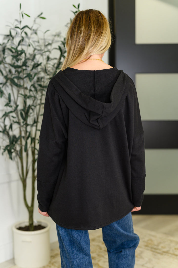 Warm Intentions Henley Pullover in Black | Womens Daverri Fashions