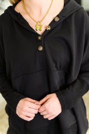 Warm Intentions Henley Pullover in Black | Womens Daverri Fashions