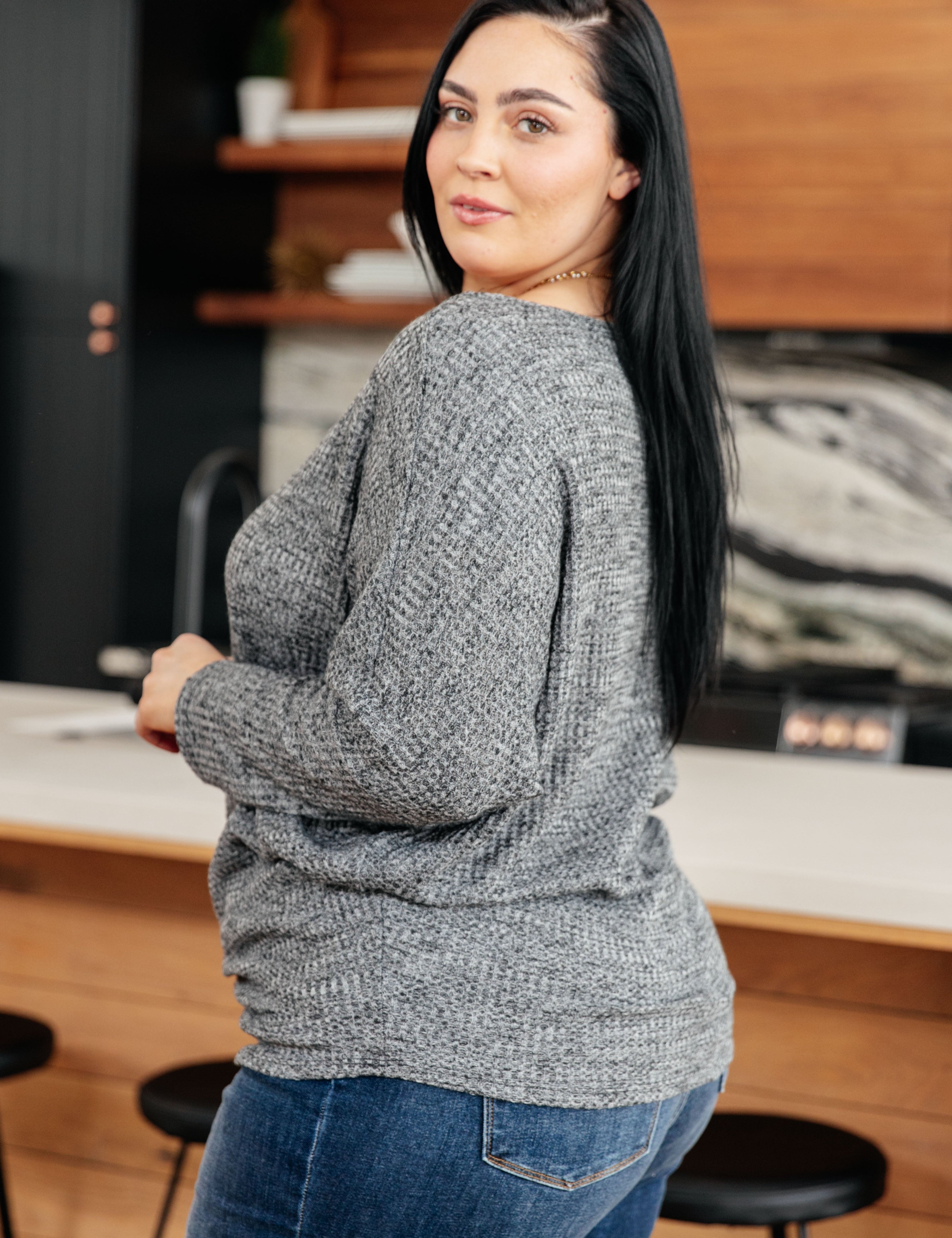 Warm Thoughts Ribbed Top in Charcoal | Tops Daverri Fashions