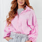 Lime N Chili pink zippered windbreaker jacket with ruched sleeves