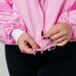 Vibrant pink Lime N Chili women’s zippered windbreaker jacket with shiny nylon finish