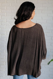 Andree by Unit V-Neck Mineral Washed Oversized Top | Tops Daverri Fashions