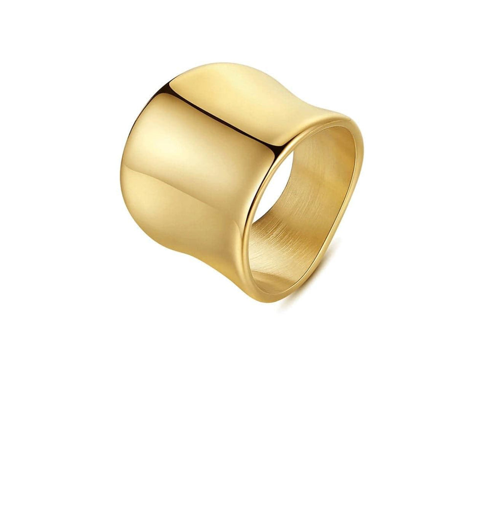 Women's Stainless Steel Cigar Ring with 14K Gold Plating Rings