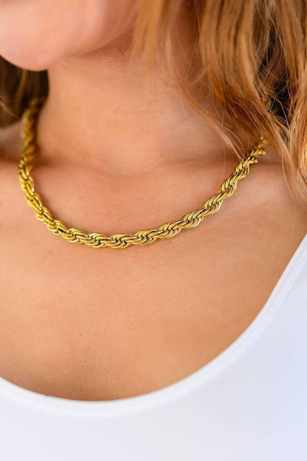 Women’s stainless steel rope chain OS Gold Necklaces
