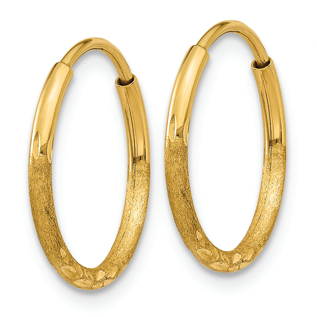 14k 1.25mm Diamond-cut Endless Hoop Earring Earrings