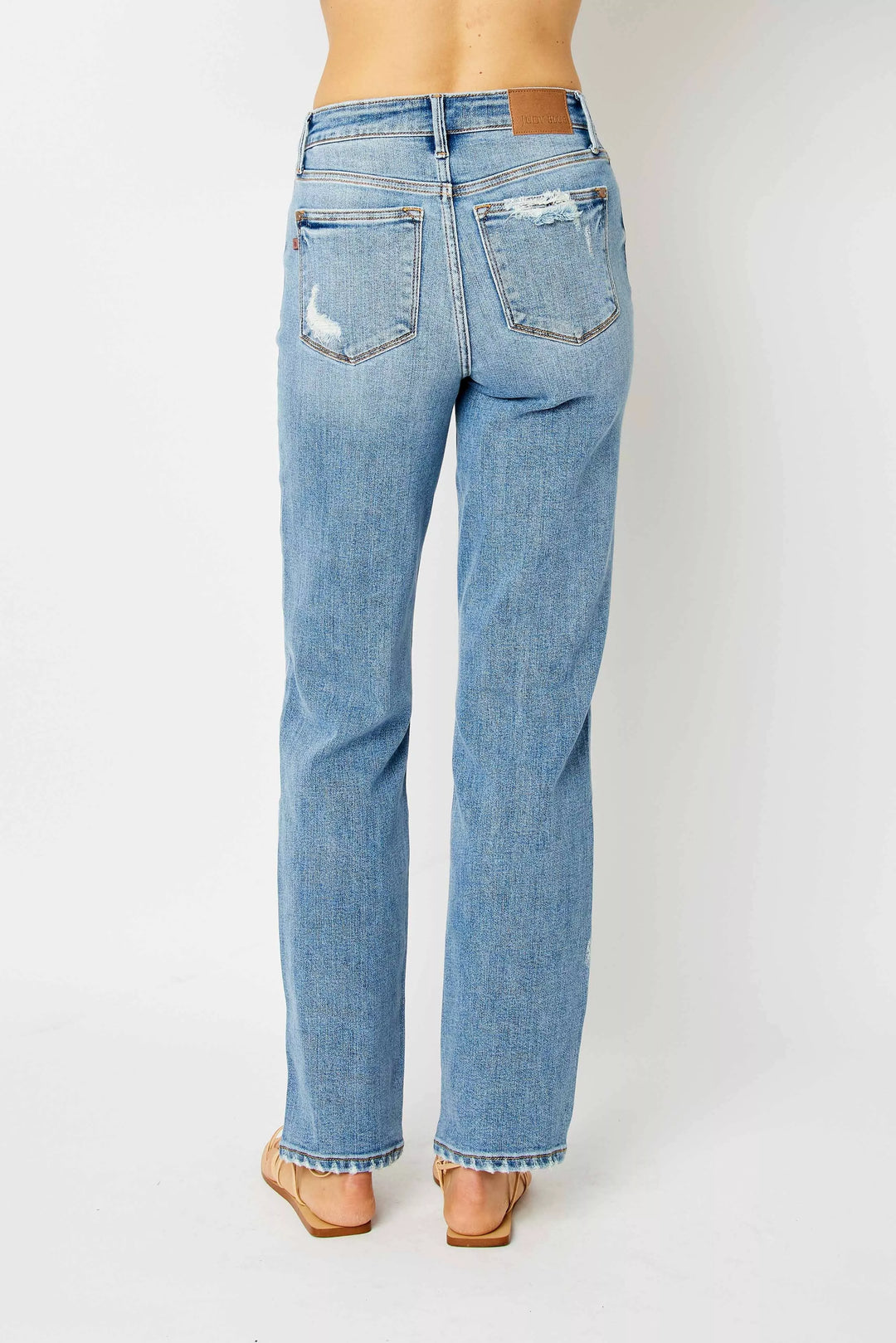 Judy Blue Full Size High Waist Straight Jeans with Heavy Destroy Plus Size | Jeans Daverri Fashions