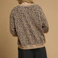 Umgee Leopard Knit Jacquard Puff Sleeve Sweatshirt Sweaters