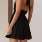 Daverri cutout halter neck mini dress black back view with tie