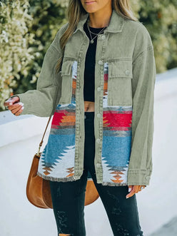 Aztec Print Button Up Jacket - DAVERRI FASHIONS
