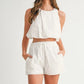 MABLE Eyelet Bubble Hem Sleeveless Top and Shorts Set Outfit Sets