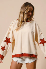 BiBi French Terry Top With Patch Detail Sweatshirt | Sweatshirts Daverri Fashions