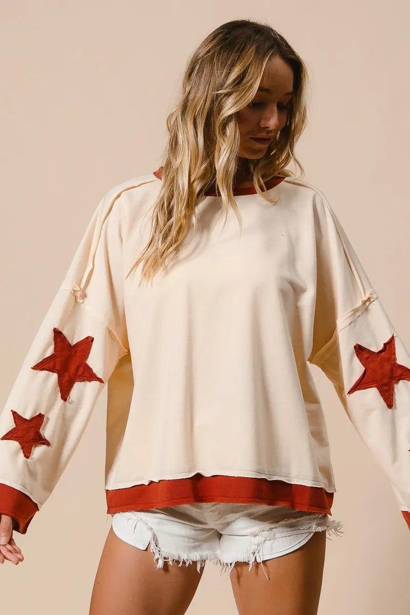 BiBi French Terry Top With Patch Detail Sweatshirt Sweatshirts