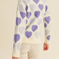 Heart Ribbed Hem Long Sleeve Sweater - DAVERRI FASHIONS