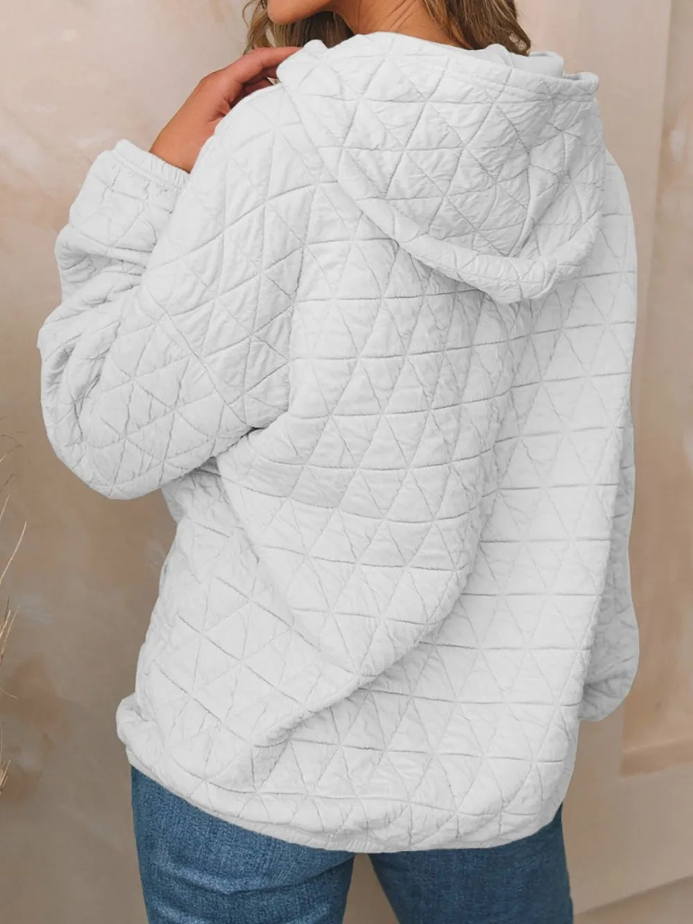 Textured Long Sleeve Hoodie with Pockets | Hoodies Daverri Fashions