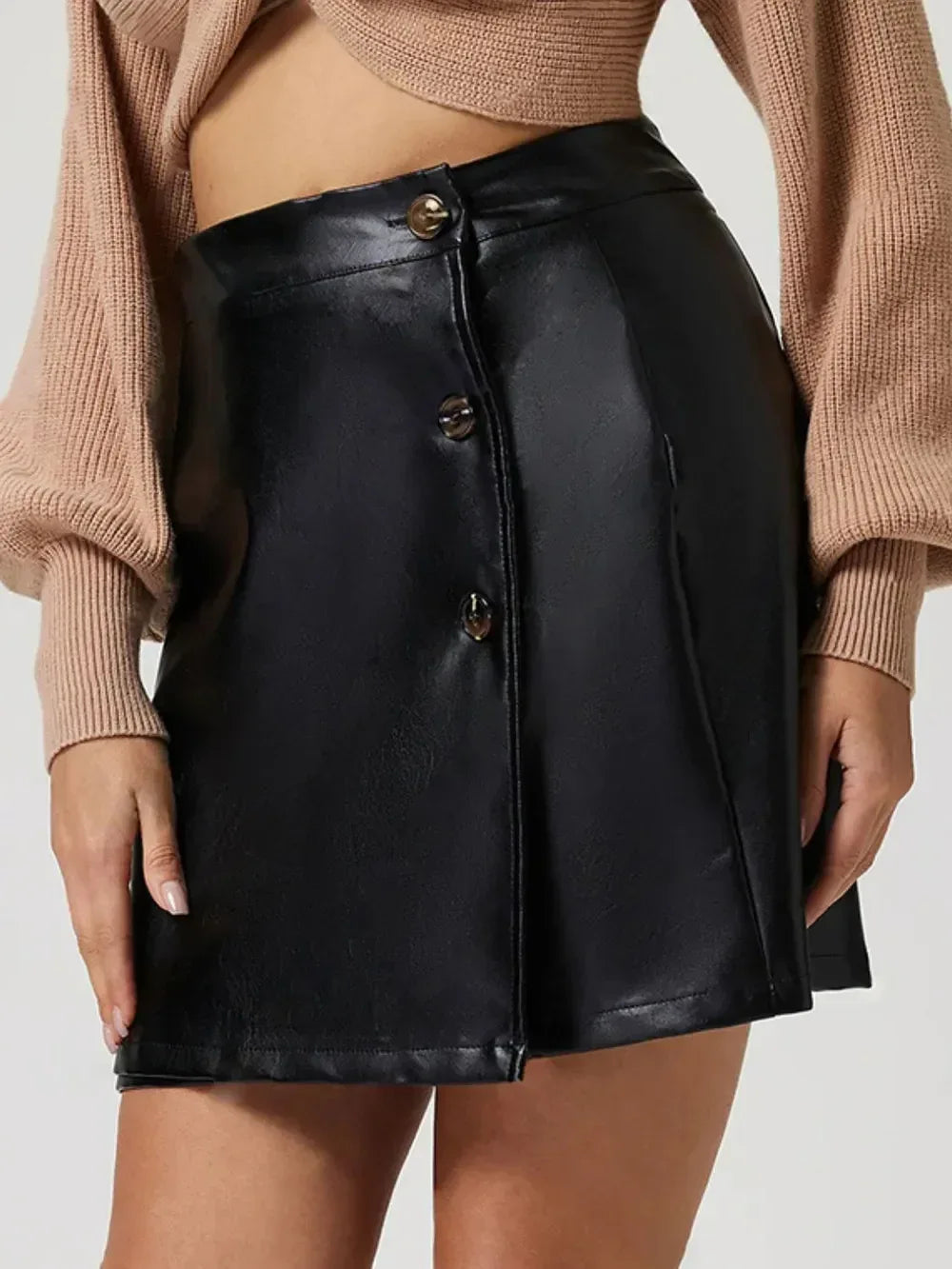 Buttoned High Rise Mini Skirt - DAVERRI FASHIONS