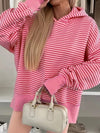 Striped Oversized Hoodie with Kangaroo Pocket - DAVERRI FASHIONS