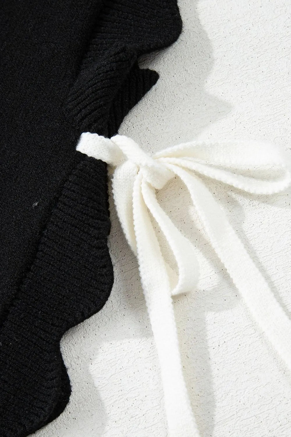 Bow Side Ties Scalloped Hem Cap Sleeve Sweater | Sweaters Daverri Fashions
