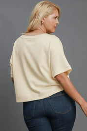 Umgee Full Size Lightweight Cropped Sweatshirt Plus Size | Daverri Fashions
