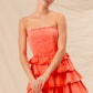 SO ME Strapless Ruffle Layered Game Day Cheer Up Dress - DAVERRI FASHIONS