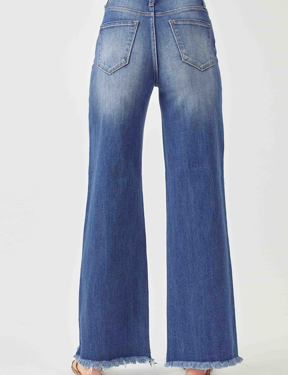 RISEN High Waist Raw Hem Wide Leg Jeans