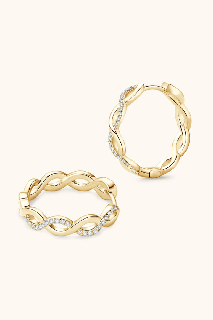 Gold One Size Moissanite Crisscross Hoop Earrings | Earrings Daverri Fashions