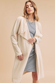 Aemi + Co Open Front Long Sleeve Longline Coat