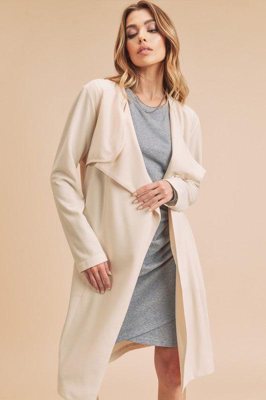 Aemi + Co Open Front Long Sleeve Longline Coat Coats