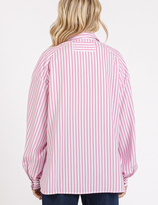 Mittoshop Button Down Striped Long Sleeve Shirt