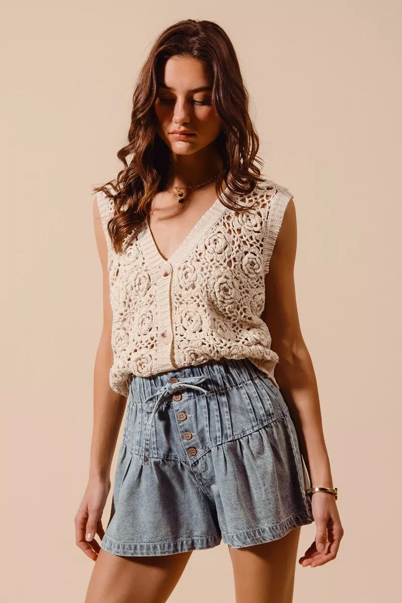 SO ME Flared Denim Shorts with Elasticized Waist | Denim Shorts Daverri Fashions