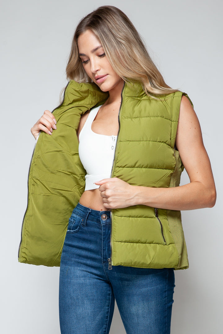 Zip Up Turtleneck Vest with Pockets Tops