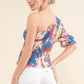 And The Why Allover Floral Print Smocked One Shoulder Blouse - DAVERRI FASHIONS