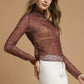 Umgee Nylon Lace Mesh Long Sleeve Top - DAVERRI FASHIONS