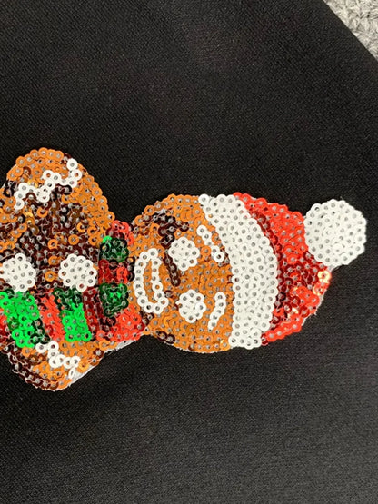 Sequin Gingerbread Man Long Sleeve Sweatshirt - DAVERRI FASHIONS