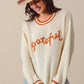 SO ME Thanksgiving Grateful Lettering Stitch Sweater Sweaters