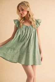 Aemi+Co Ruffled Cap Sleeve Cotton Tunic Mini Dress | Mini Dresses Daverri Fashions