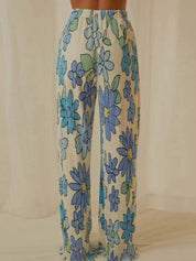 Printed Button Up Shirt and Pants Set | Loungewear Sets Daverri Fashions
