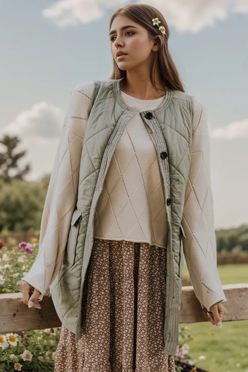 Button Up Pocketed Vest Coat | Vest Jackets Daverri Fashions