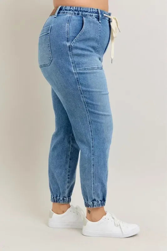 Judy Blue Full Size High Waist Denim Jogger - DAVERRI FASHIONS