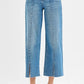 RISEN Tummy Control Mid Rise Crop Wide Front Slit Jeans - DAVERRI FASHIONS