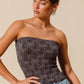 SO ME Jacquard Floral Two Tone Seamless Tube Top Tube Tops