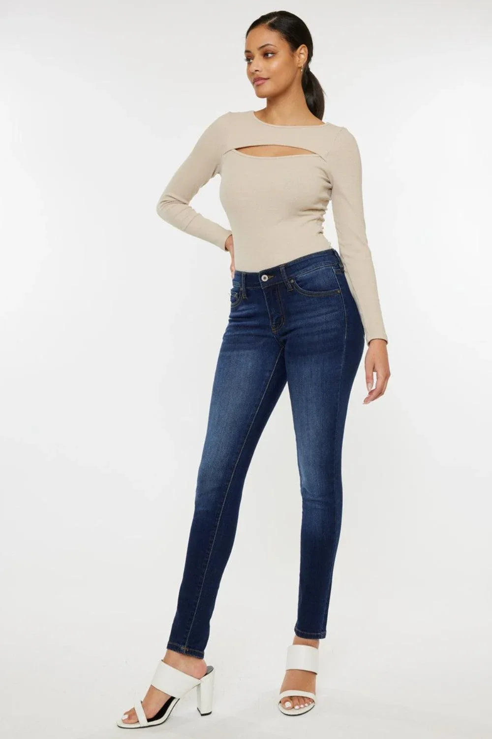 Kancan Mid Rise Gradient Skinny Jeans - DAVERRI FASHIONS
