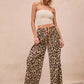 BiBi Leopard Print With Contrast Banded Wide Pants Pants