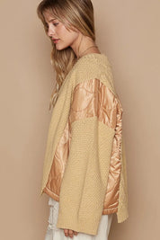 POL Quilting Patch Button Up Cable Knit Jacket Camel Multi | Jackets Daverri Fashions