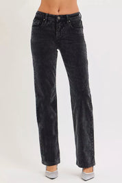 RISEN Tummy Control Mid Rise Straight Leg Corduroy Pants | Pants Daverri Fashions
